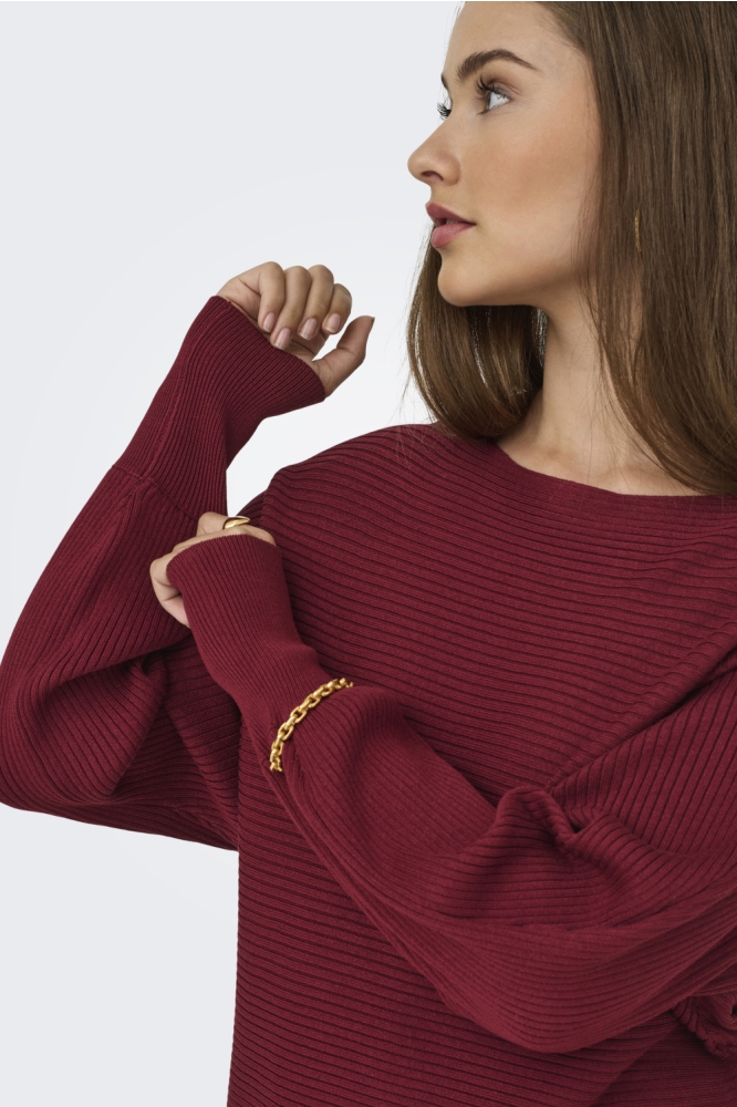 ONLADALINE LIFE L/S SHORT PULLO KNT 15226298 Cabernet